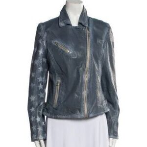 $298 NWOT • Mauritius Lamb Leather Biker Jacket - Size 6